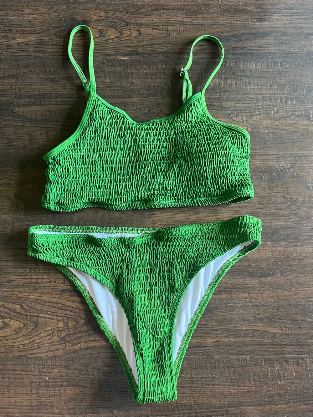 Cupshe Green Smocked Bikini Set
